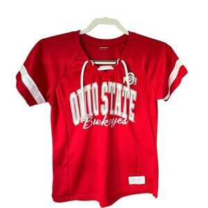 Womens Red Officially Licensed  OSU Ohio State Buckeyes Mesh Laced jersey Sz S